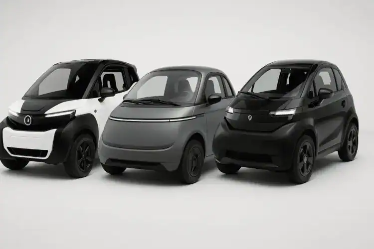 3 coches sin carnet eléctricos vista de frente