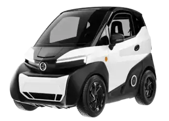 vista exterior del silence s04 coche sin carnet en color blanco y negro