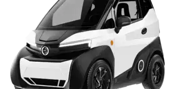 vista exterior del silence s04 coche sin carnet en color blanco y negro