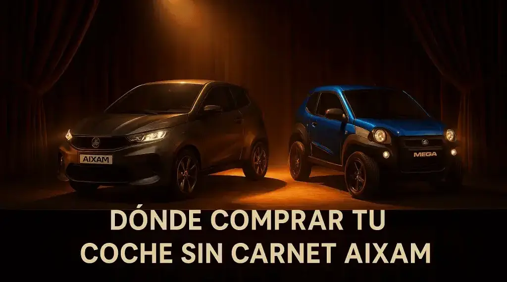 Dónde comprar coche sin carnet Aixam en España – gama 2025 sobre escenario con luz cálida