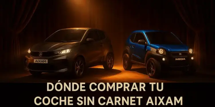 Gama Aixam 2025 en un escenario iluminado, imagen promocional. Dónde comprar coche sin carnet Aixam en España – gama 2025 sobre escenario con luz cálida