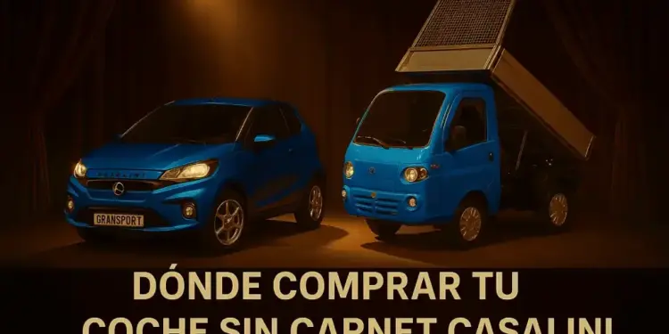 composición digital de coches sin carnet casalini gransport y kerry en estudio con fondo oscuro