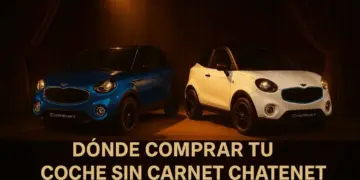 Composición digital de coches sin carnet Chatenet CH46 en estudio con iluminación cálida generada con IA