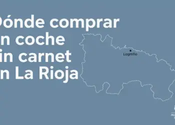 Mapa de La Rioja con Logroño señalado y texto donde comprar un coche sin carnet en La Rioja