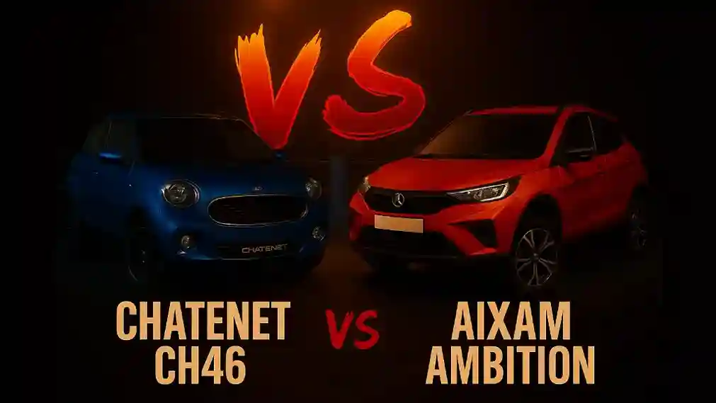 comparativa digital generada por ia entre los coches sin carnet chatenet ch46 y aixam ambition
