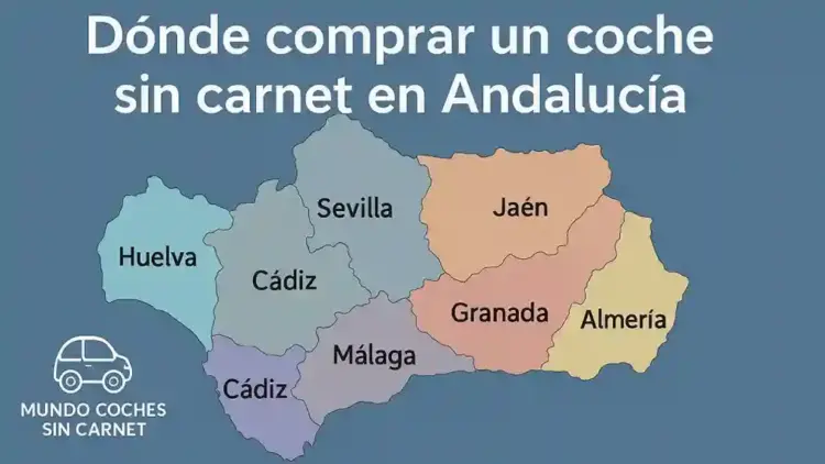 mapa de andalucia con provincias destacadas para comprar un coche sin carnet