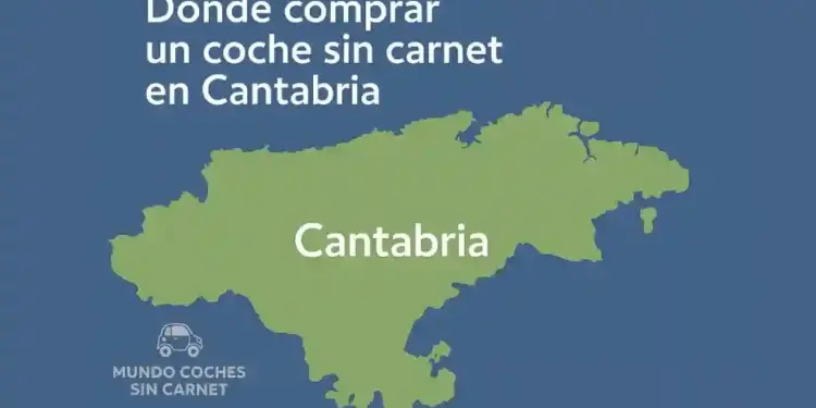 mapa de cantabria con grafico informativo sobre donde comprar coches sin carnet