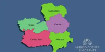 mapa ilustrado de castilla la mancha con provincias para comprar coche sin carnet