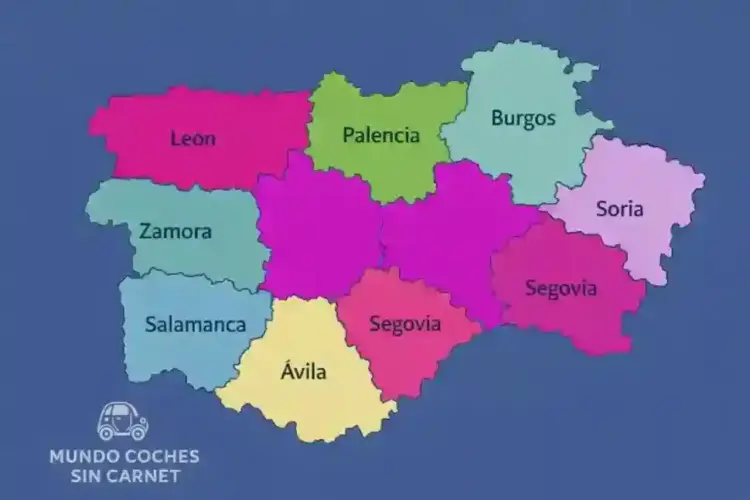 mapa ilustrado de castilla y león con sus provincias para comprar coche sin carnet