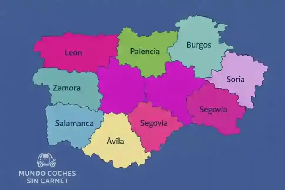 mapa ilustrado de castilla y león con sus provincias para comprar coche sin carnet