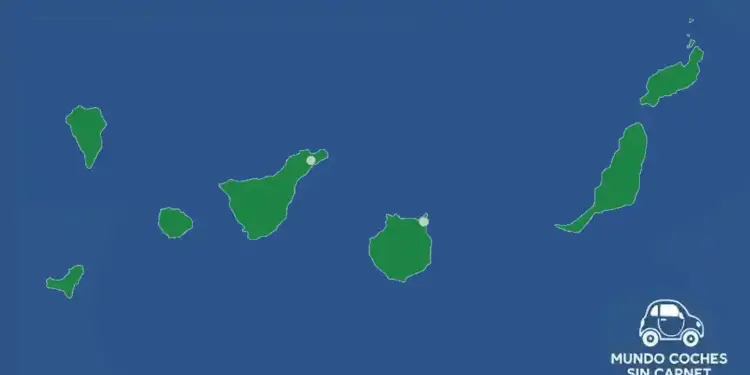 Mapa de las Islas Canarias que muestra las zonas donde vender coches sin carnet en el archipiélago canario