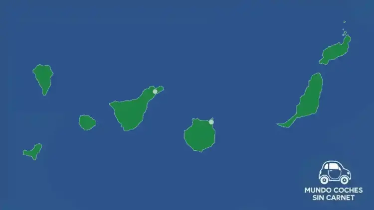 Mapa de las Islas Canarias que muestra las zonas donde vender coches sin carnet en el archipiélago canario