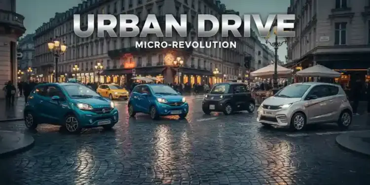 composición urbana de coches sin carnet circulando por una ciudad europea generada por inteligencia artificial