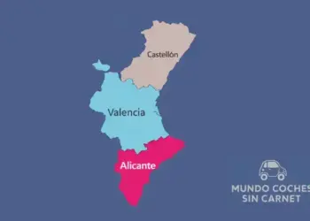 mapa de la Comunidad Valenciana con provincias destacadas para comprar coche sin carnet