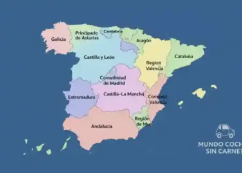 mapa de espana con comunidades autonomas para localizar donde comprar un coche sin carnet