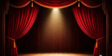 Imagen generada por inteligencia artificial de un escenario con cortinas rojas utilizada como plantilla para noticias sobre coches sin carnet