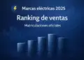 Imagen generada por inteligencia artificial del ranking de ventas 2025 de coches sin carnet eléctricos más vendidas, representado con gráfico de barras en fondo azul
