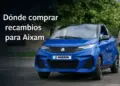 composicion digital de un coche sin carnet aixam azul en entorno urbano para ilustrar donde comprar recambios aixam