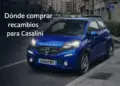composicion digital de un coche sin carnet casalini azul en entorno urbano para ilustrar donde comprar recambios casalini