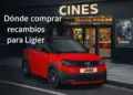 composicion digital de un coche sin carnet ligier rojo en entorno urbano para ilustrar donde comprar recambios ligier